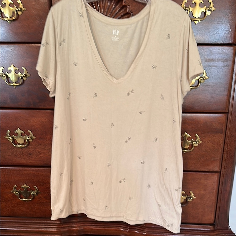 GAP Cream Relaxed Embellished Short Sleeve Tee